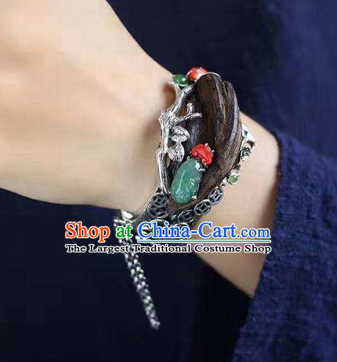 China Traditional Eaglewood Jewelry Accessories Handmade Bracelet National Silver Bangle