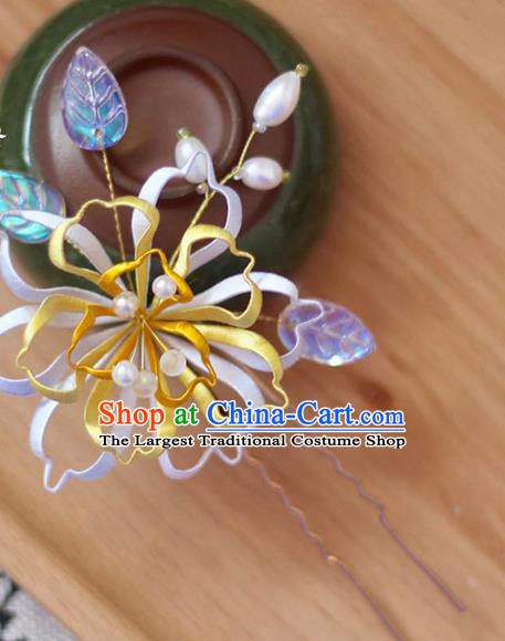 Chinese Classical Hair Stick Traditional Silk Pear Blossom Hairpin Handmade Hair Accessories