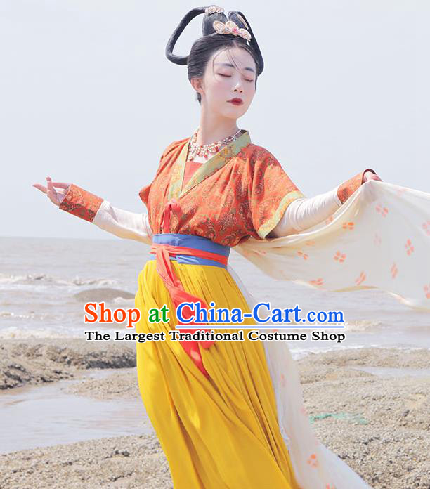 China Tang Dynasty Historical Costumes Traditional Hanfu Clothing Ancient Court Beauty Dress Complete Set