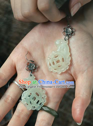 Handmade Chinese Traditional Ear Jewelry Classical Cheongsam Earrings Accessories Jade Eardrop