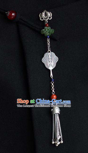 Chinese Classical Silver Tassel Brooch Cheongsam Jewelry Accessories Handmade National Breastpin Pendant