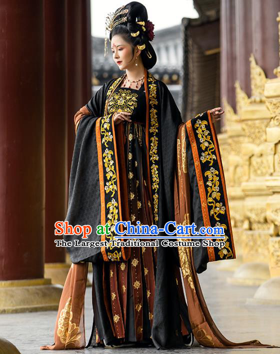 China Traditional Tang Dynasty Imperial Empress Historical Clothing Ancient Court Woman Embroidered Hanfu Dress