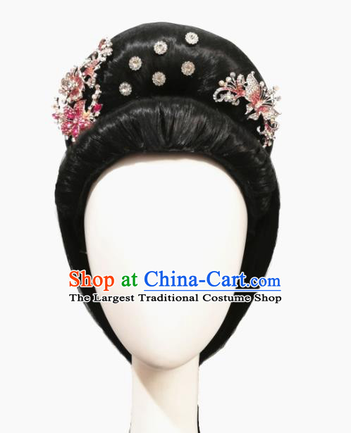 Traditional China Classical Dance Headwear Handmade Han Dynasty Dance Wig Chignon Stage Show Hair Accessories