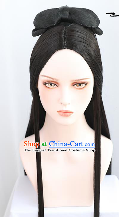 China Traditional Tang Dynasty Wiggery Headdress Handmade Ancient Palace Princess Wig Sheath