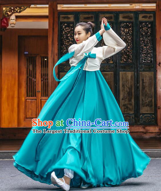 Handmade Chinese Classical Dance Clothing Traditional Korean Nationality Dance Green Dress