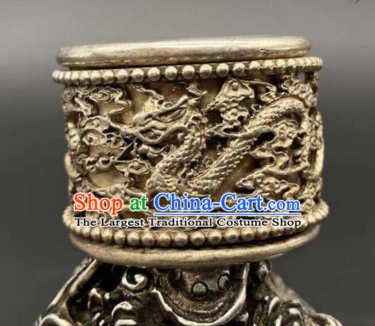 China National Silver Carving Dragon Ring Handmade Jewelry Accessories Traditional Thimble Circlet