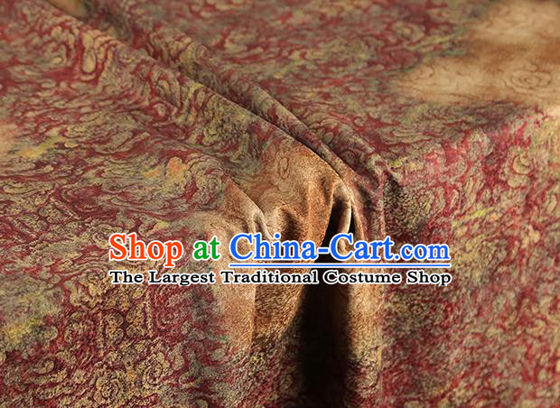 Chinese Royal Clouds Pattern Dark Red Brocade Traditional Cheongsam Silk Fabric Gambiered Guangdong Gauze