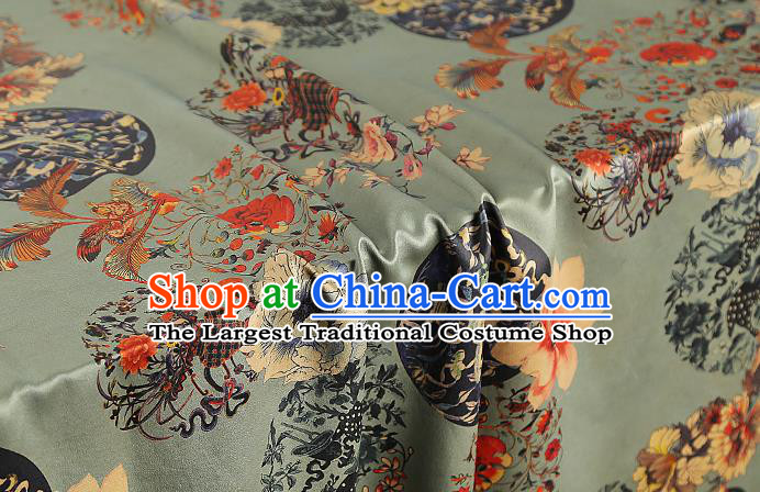 Chinese Traditional Silk Fabric Royal Peony Pattern Cheongsam Drapery Light Green Gambiered Guangdong Gauze