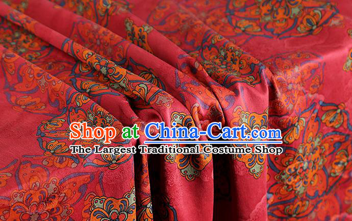 Chinese Red Brocade Cloth Drapery Royal Hydrangea Pattern Gambiered Guangdong Gauze Traditional Cheongsam Silk Fabric