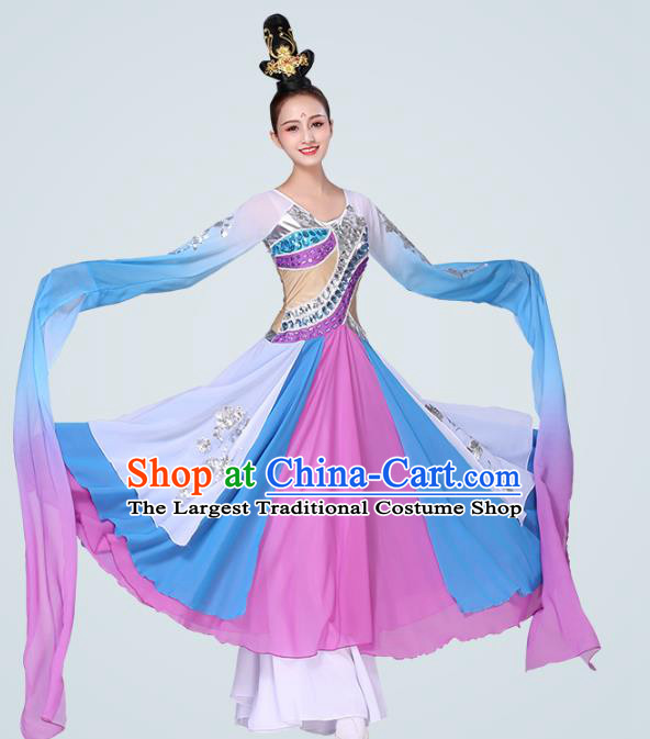 China Woman Group Dance Clothing Traditional Stage Performance Costume Classical Dance Water Sleeve Dress