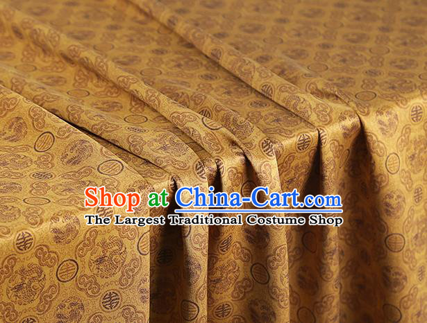 Chinese Cheongsam Gambiered Guangdong Gauze Classical Pattern Silk Fabric Traditional Golden Brocade Drapery