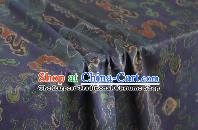 Chinese Classical Dragon Pattern Silk Fabric Traditional Jacquard Brocade Drapery Cheongsam Navy Gambiered Guangdong Gauze