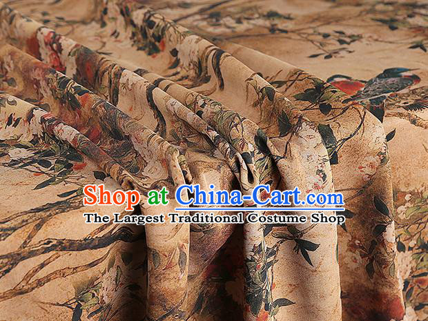 Chinese Classical Begonia Pattern Silk Drapery Traditional Cheongsam Gambiered Guangdong Gauze Ginger Brocade Fabric