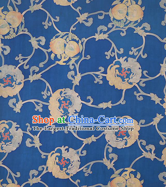 Chinese Traditional Cheongsam Brocade Fabric Classical Pattern Blue Gambiered Guangdong Gauze Silk Drapery