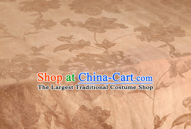 Chinese Jacquard Peony Ginger Silk Drapery Classical Gambiered Guangdong Gauze Traditional Cheongsam Brocade Fabric