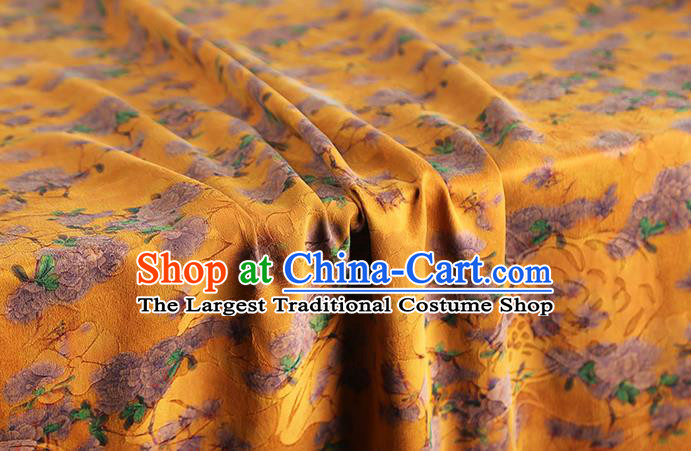 Chinese Classical Pear Blossom Pattern Silk Drapery Qipao Dress Gambiered Guangdong Gauze Traditional Golden Brocade Fabric