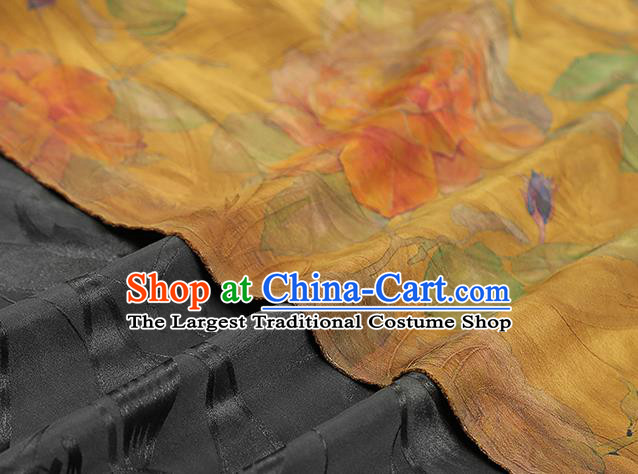 Chinese Classical Jacquard Yellow Silk Drapery Qipao Dress Gambiered Guangdong Gauze Traditional Brocade Fabric