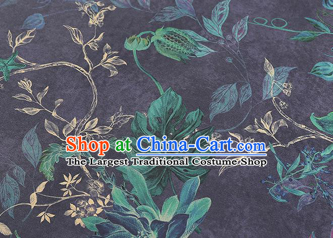 Chinese Qipao Dress Satin Classical Epiphyllum Pattern Purple Silk Drapery Traditional Brocade Fabric