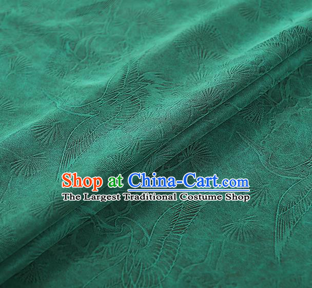 Chinese Traditional Qipao Dress Gambiered Guangdong Gauze Jacquard Green Cloth Classical Pine Crane Pattern Silk Fabric