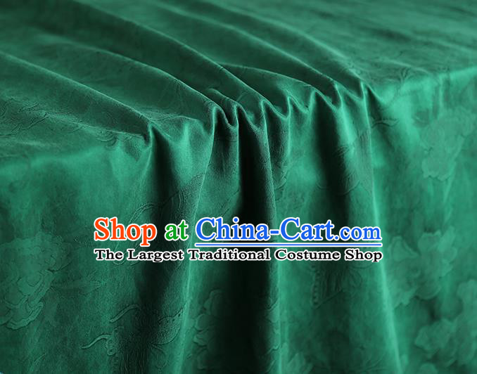 Chinese Traditional Jacquard Butterfly Peony Green Silk Fabric Classical Qipao Dress Gambiered Guangdong Gauze Cloth