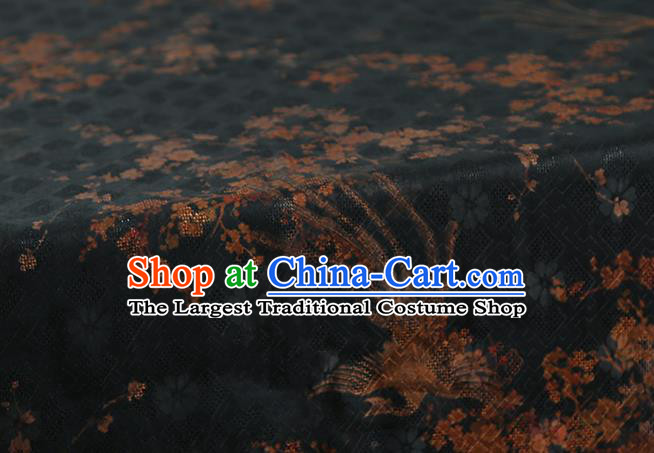 Chinese Classical Phoenix Pattern Silk Drapery Traditional Qipao Dress Fabric Black Gambiered Guangdong Gauze