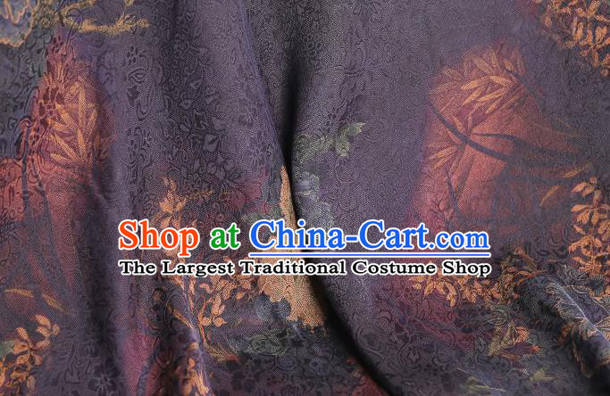 Chinese Traditional Qipao Dress Silk Fabric Classical Peony Pattern Purple Gambiered Guangdong Gauze Drapery