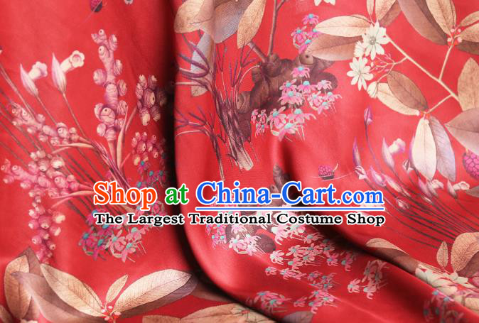 Chinese Wedding Printing Red Gambiered Guangdong Gauze Drapery Traditional Qipao Dress Silk Fabric