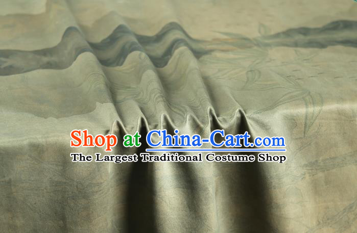 Chinese Bamboo Leaf Pattern Brocade Drapery Traditional Qipao Dress Light Green Silk Fabric