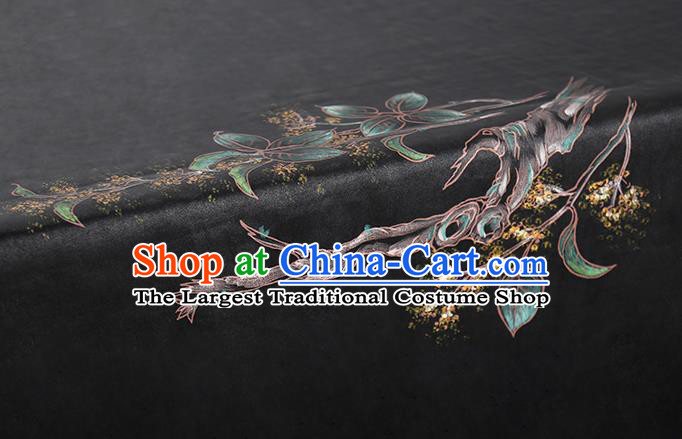 China Classical Gambiered Guangdong Gauze Cheongsam Drapery Traditional Black Silk Fabric