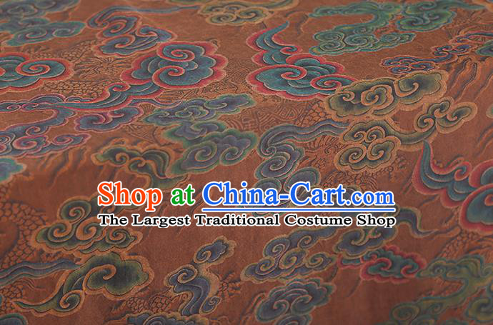 Chinese Traditional Qipao Dress Gambiered Guangdong Gauze Ginger Tapestry Silk Fabric Classical Cloud Pattern Brocade Drapery