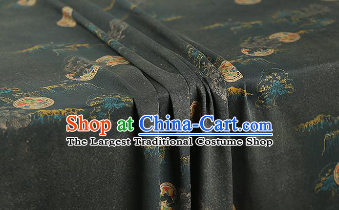 Chinese Classical Atrovirens Gambiered Guangdong Gauze Traditional Qipao Dress Silk Fabric