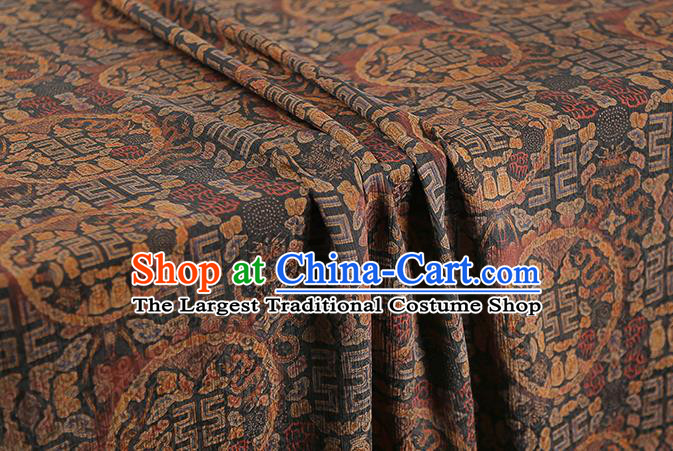 Chinese Traditional Qipao Dress Silk Fabric Classical Deep Grey Gambiered Guangdong Gauze