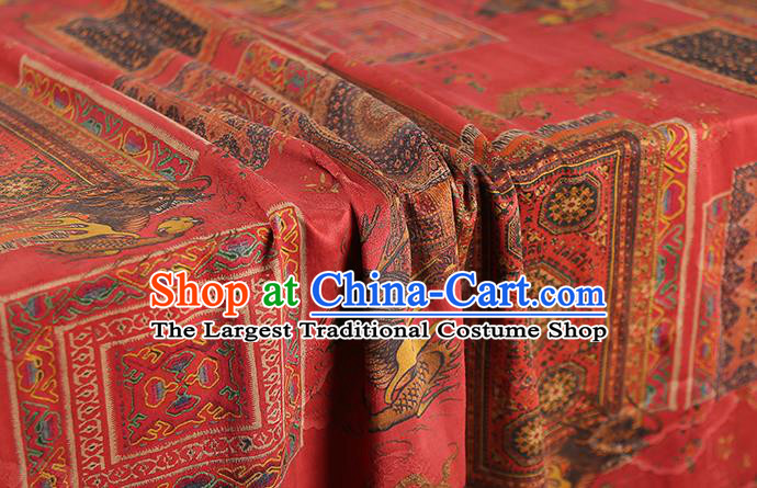 Chinese Traditional Wedding Silk Fabric Classical Qipao Dress Red Gambiered Guangdong Gauze