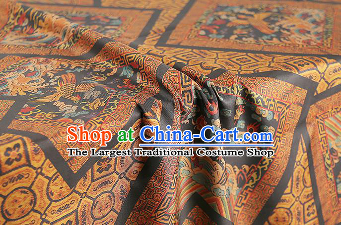 Chinese Traditional Qipao Dress Phoenix Pattern Gambiered Guangdong Gauze Classical Ginger Silk Fabric