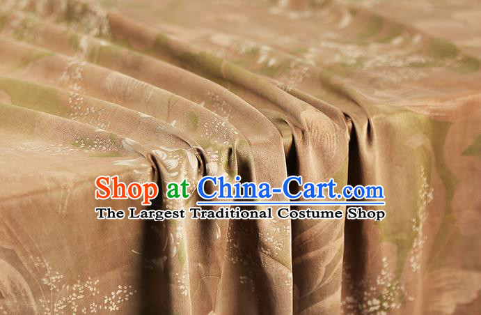 Chinese Traditional Qipao Dress Material Gambiered Guangdong Gauze Classical Cheongsam Khaki Silk Fabric