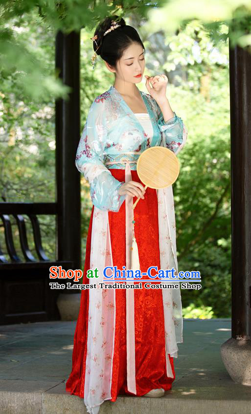 China Ancient Song Dynasty Young Beauty Historical Clothing Full Set