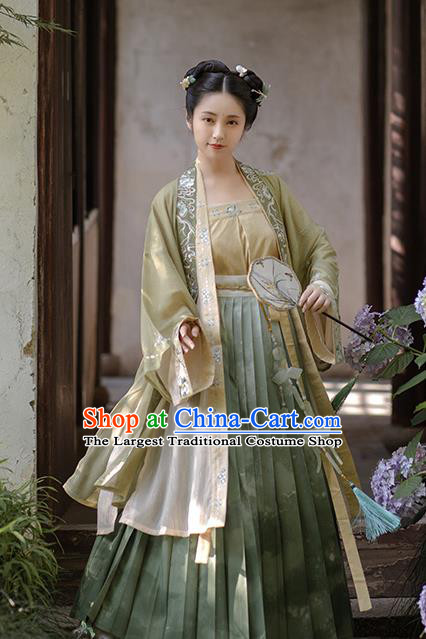 China Ancient Young Lady Embroidered Hanfu Dress Traditional Song Dynasty Noble Female Historical Clothing