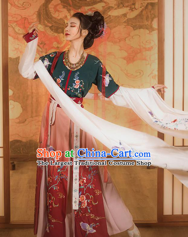 China Ancient Flying Apsaras Costumes Traditional Tang Dynasty Court Lady Hanfu Dress Classical Dance Clothing