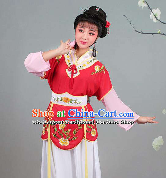 China Traditional Peking Opera Xiaodan Garment Costumes Huangmei Opera Young Lady Red Dress Clothing