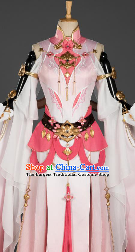 China Cosplay Fairy Pink Dress Ancient Princess Garment Costumes Game Jian Xia Qing Yuan Xiu Niang Clothing