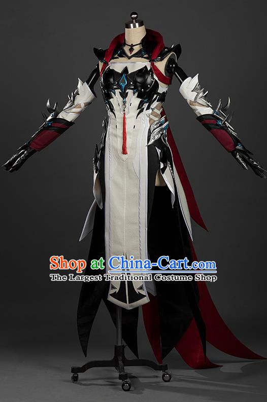 China Cosplay Swordswoman Dress Ancient Female Knight Garment Costumes Game Jian Xia Qing Yuan Ling Xuege Clothing