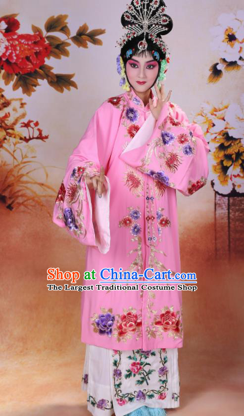 China Beijing Opera Diva Pink Gown Costume Peking Opera Hua Tan Garment Traditional Opera Actress Coat Clothing