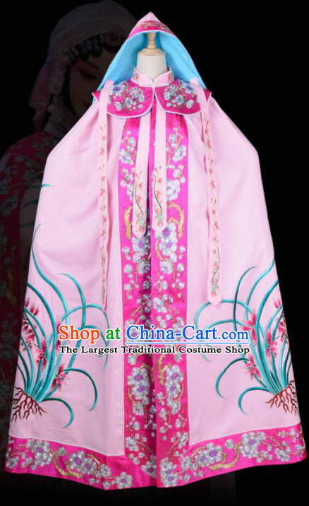 China Peking Opera Actress Mantle Garment Traditional Opera Bi Yu Zan Embroidered Pink Cape Clothing Beijing Opera Diva Costume