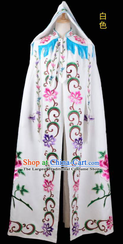 China Traditional Opera White Cape Clothing Beijing Opera Hua Tan Costume Peking Opera Actress Embroidered Mantle Garment