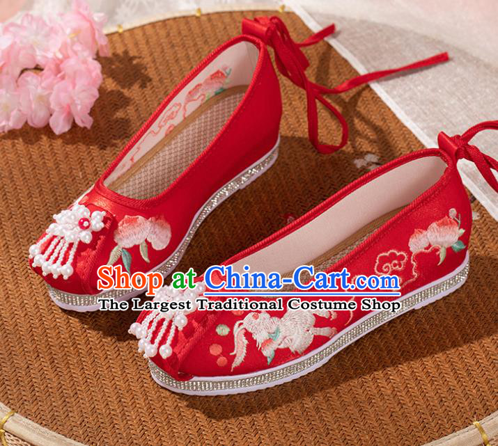 China National Wedding Shoes Traditional Embroidered Shoe Classical Dance Cloth Shoes