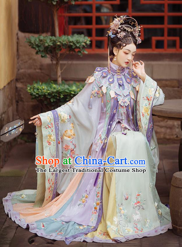 China Ancient Imperial Consort Embroidered Hanfu Costumes Traditional Ming Dynasty Palace Woman Historical Clothing