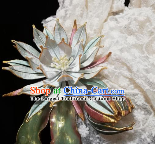 Chinese Ancient Princess Silk Epiphyllum Hair Stick Song Dynasty Court Hairpin Traditional Hanfu Hair Accessories