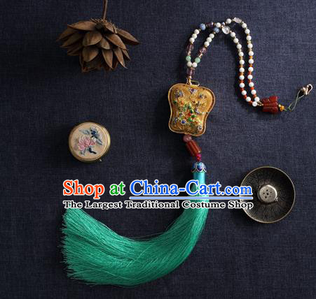 China Traditional Ming Dynasty Blueing Waist Jewelry Accessories National Green Tassel Pendant