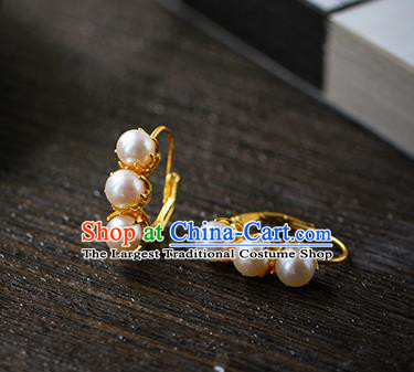 Chinese Traditional Ming Dynasty Court Earrings Accessories National Cheongsam Pearls Ear Jewelry