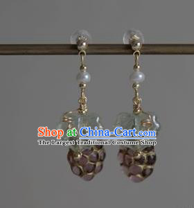 Chinese Ancient Song Dynasty Princess Ear Jewelry Traditional Hanfu Grape Earrings Accessories